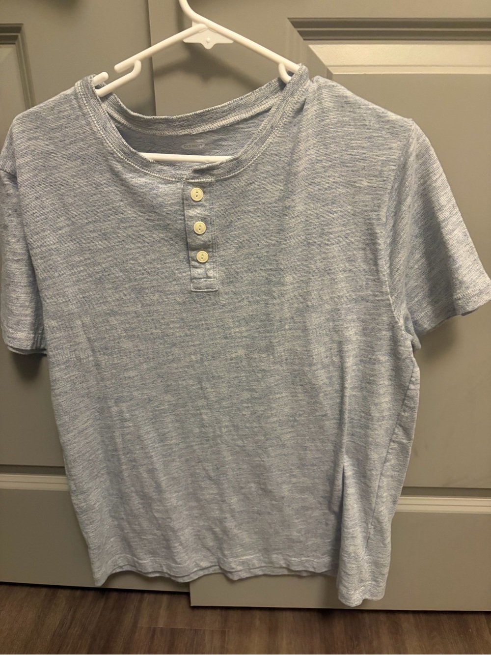 Old Navy Heather Light Blue Short Sleeve Henley Tee